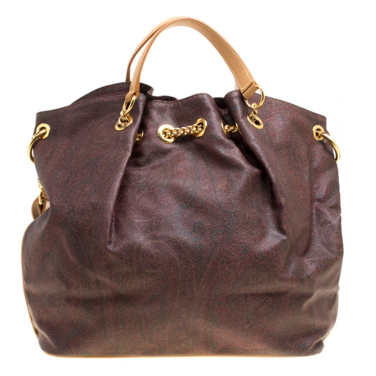 Pre Owned Etro Paisley Printed Coated Canvas Shoulder Bag