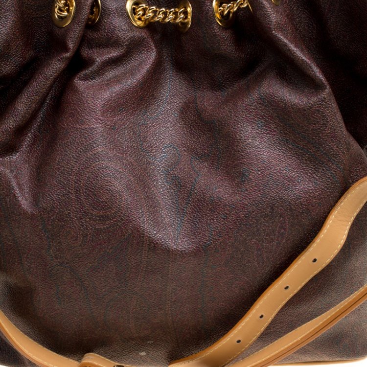 Pre Owned Etro Paisley Printed Coated Canvas Shoulder Bag