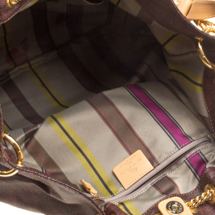 Pre Owned Etro Paisley Printed Coated Canvas Shoulder Bag