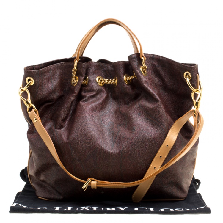 Pre Owned Etro Paisley Printed Coated Canvas Shoulder Bag