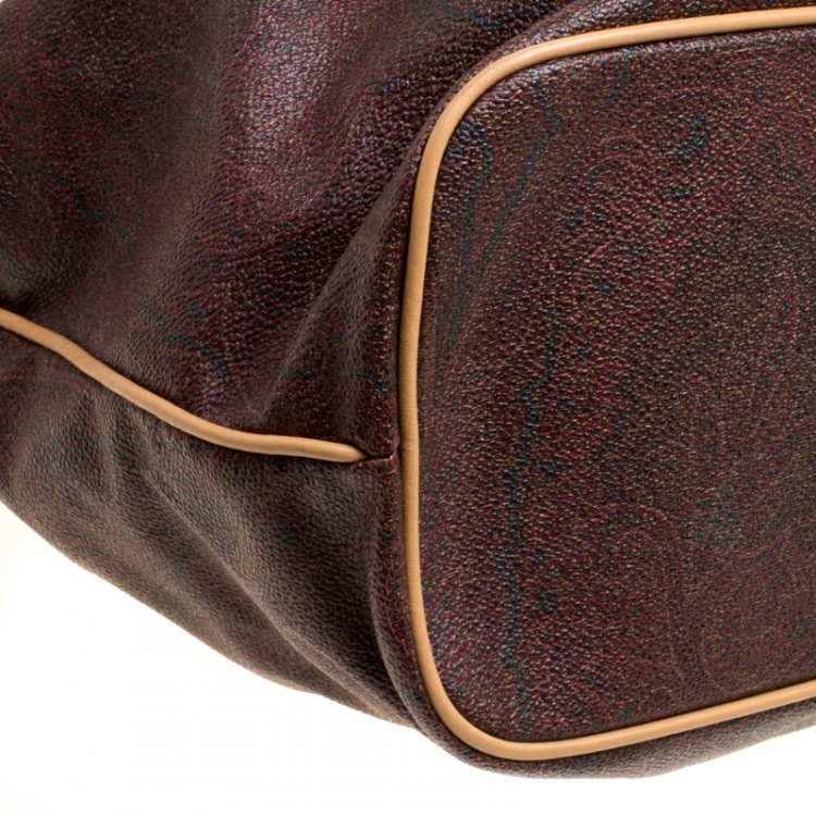 Pre Owned Etro Paisley Printed Coated Canvas Shoulder Bag