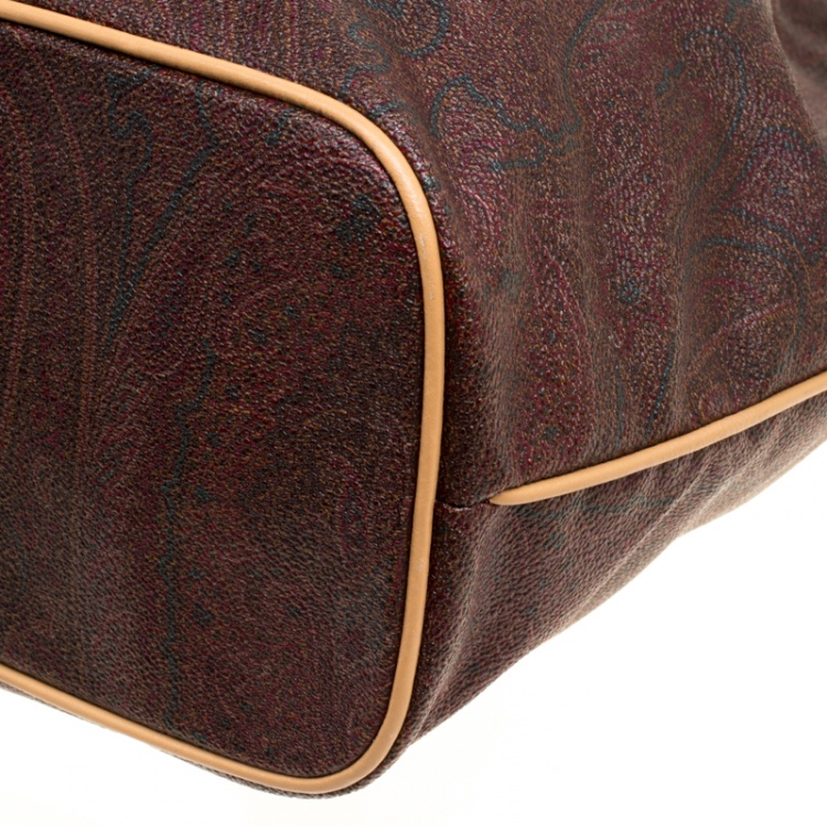 Pre Owned Etro Paisley Printed Coated Canvas Shoulder Bag