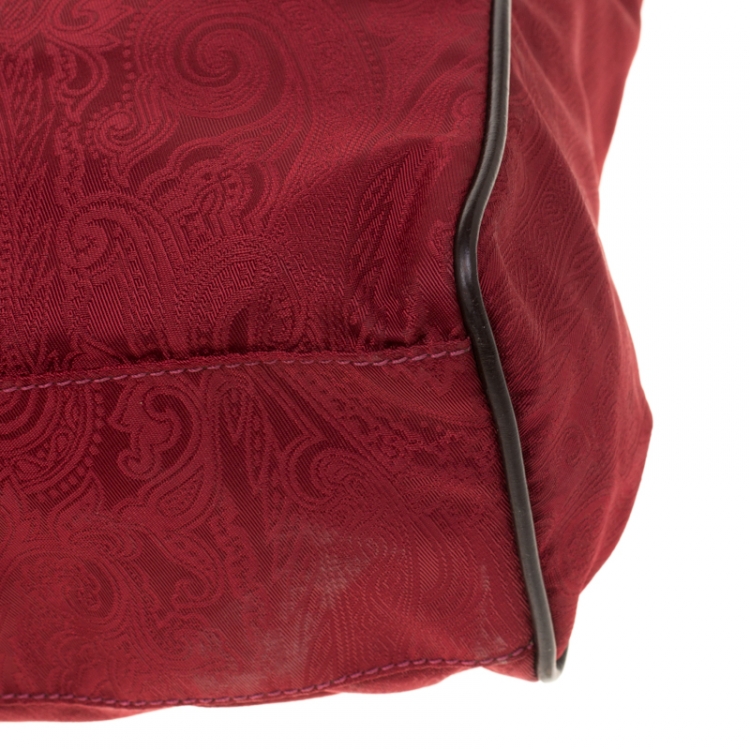 Pre Owned Etro Red Paisley Canvas Shopper Tote