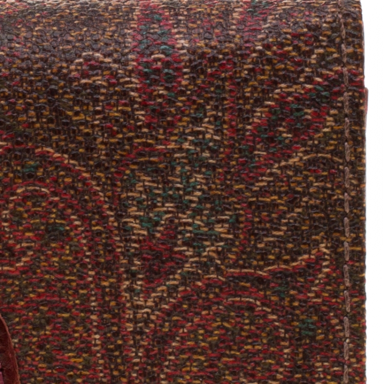 Pre Owned Etro Brown Paisley Printed Coated Canvas Trifold Wallet