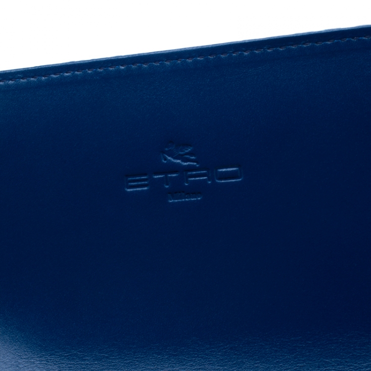 Pre Owned Etro Blue Paisley Leather Continental Wallet