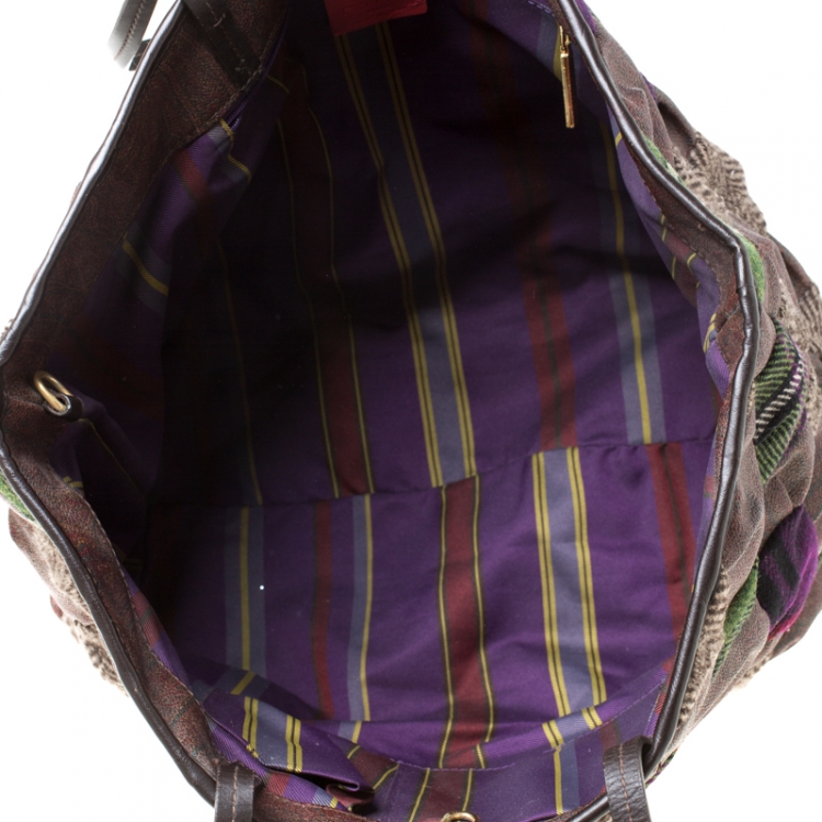 Pre Owned Etro Multicolour Paisley Quilted Coated Canvas and Fabric Tote 