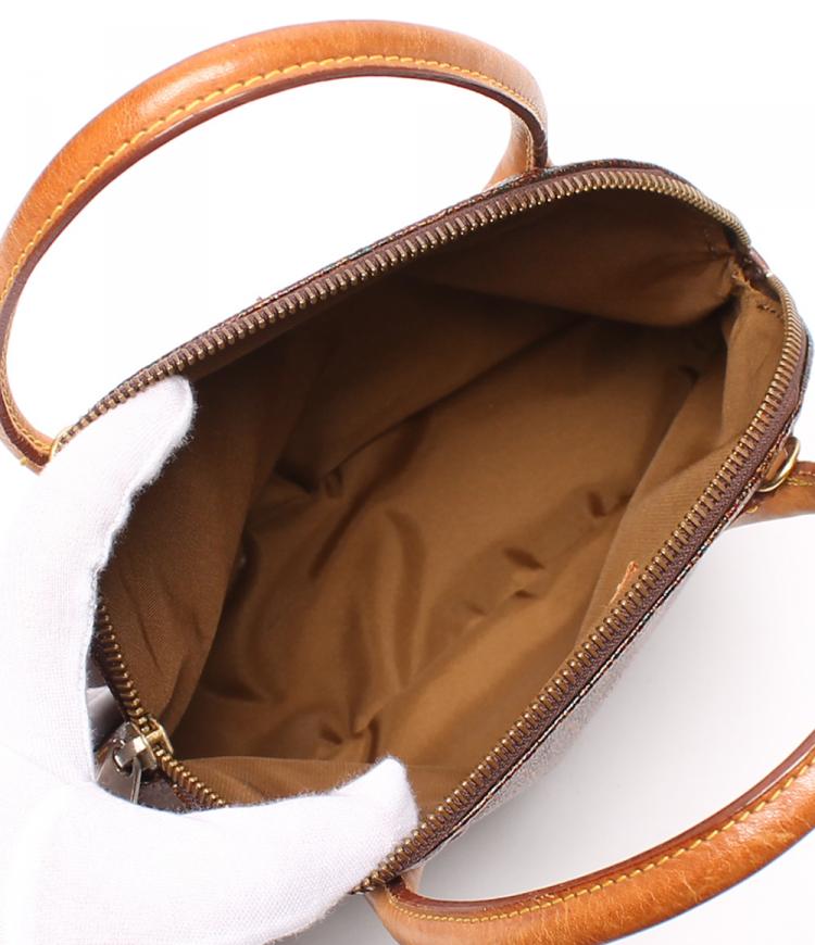 Pre Owned Etro Brown Paisley Printed Coated Canvas Satchel