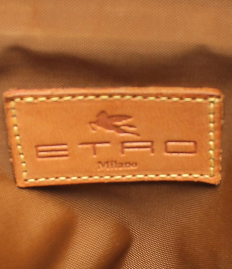 Pre Owned Etro Brown Paisley Printed Coated Canvas Satchel