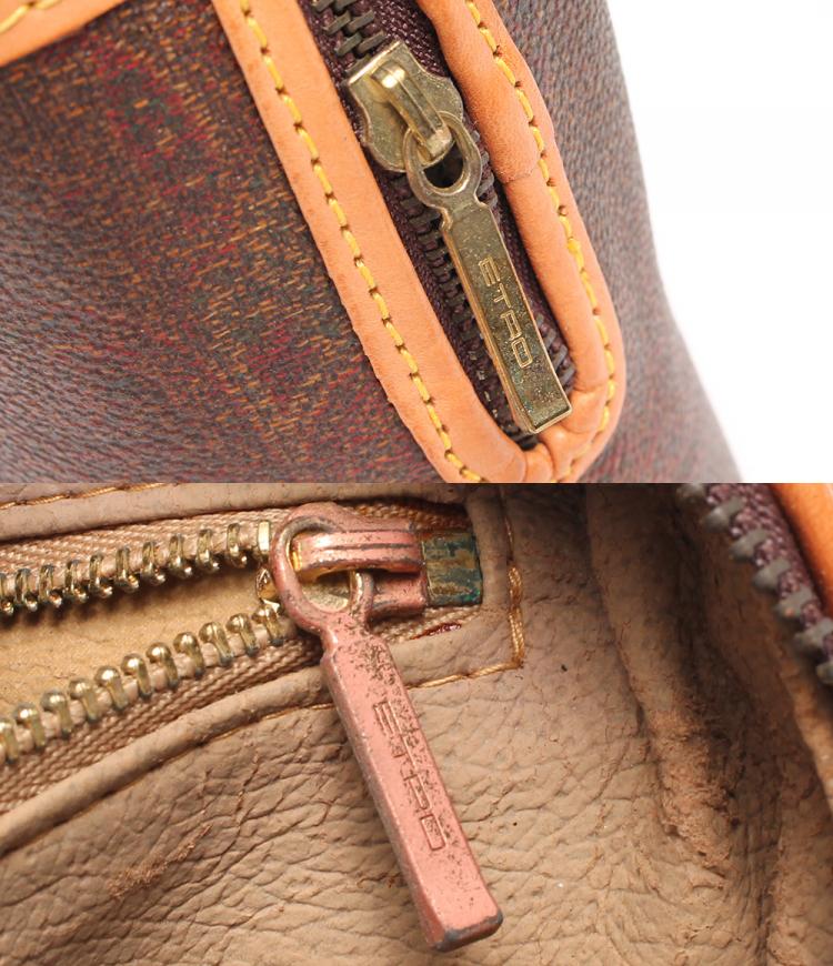 Pre Owned Etro Brown Paisley Printed Coated Canvas Shoulder Bag