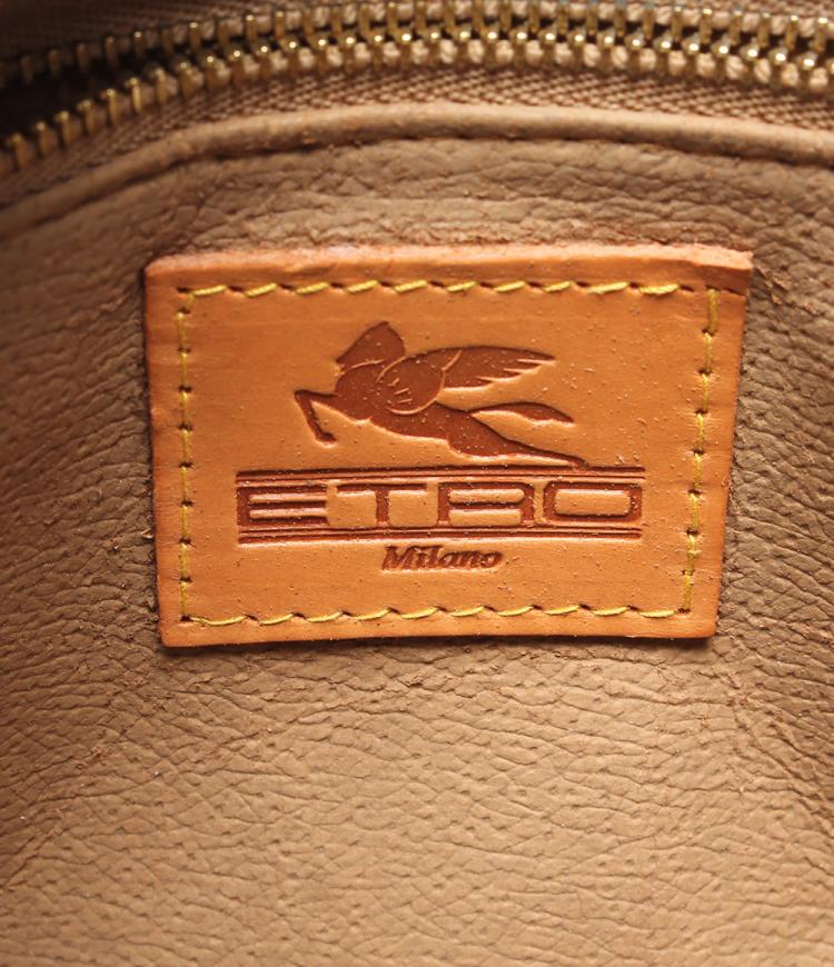 Pre Owned Etro Brown Paisley Printed Coated Canvas Shoulder Bag
