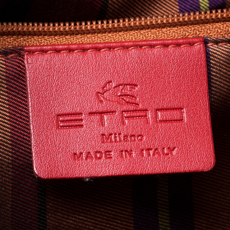 Pre Owned Etro Multicolor Paisley Printed Coated Canvas and Leather Embroidered Tote 
