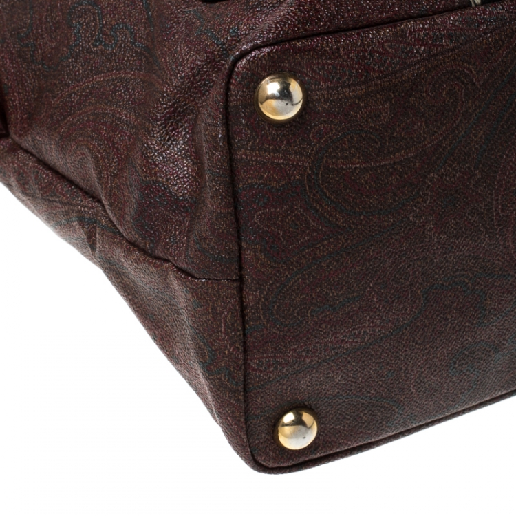 Pre Owned Etro Multicolor Paisley Printed Coated Canvas and Leather Embroidered Tote 