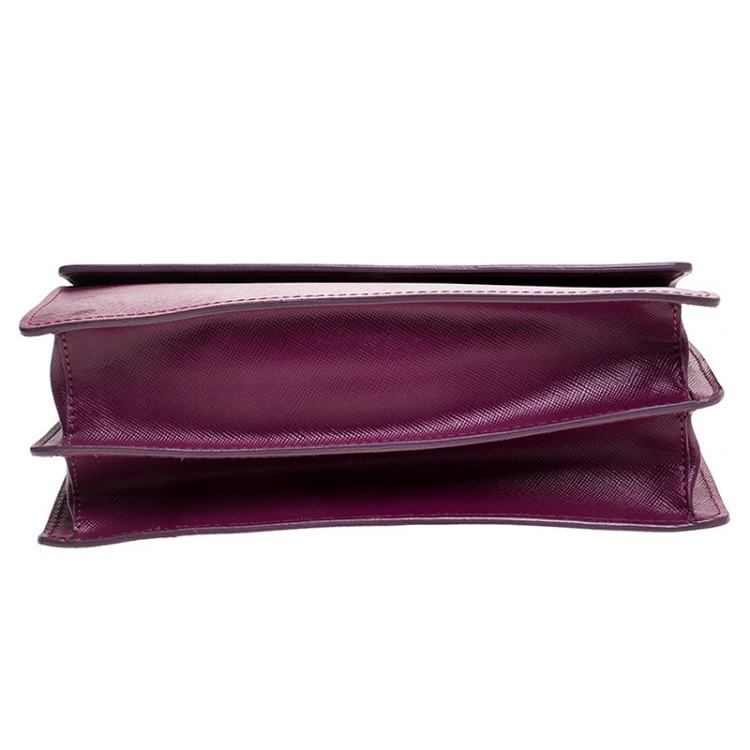 Pre Owned Etro Purple Leather Chain Flap Shoulder Bag