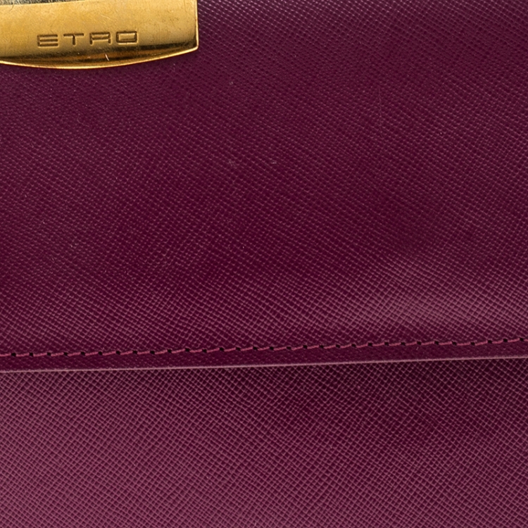 Pre Owned Etro Purple Leather Chain Flap Shoulder Bag