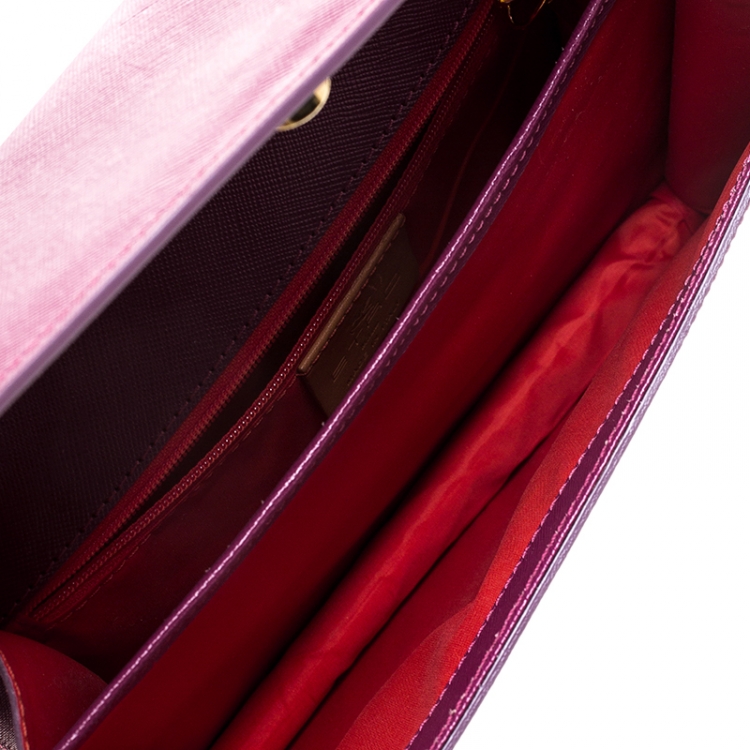 Pre Owned Etro Purple Leather Chain Flap Shoulder Bag