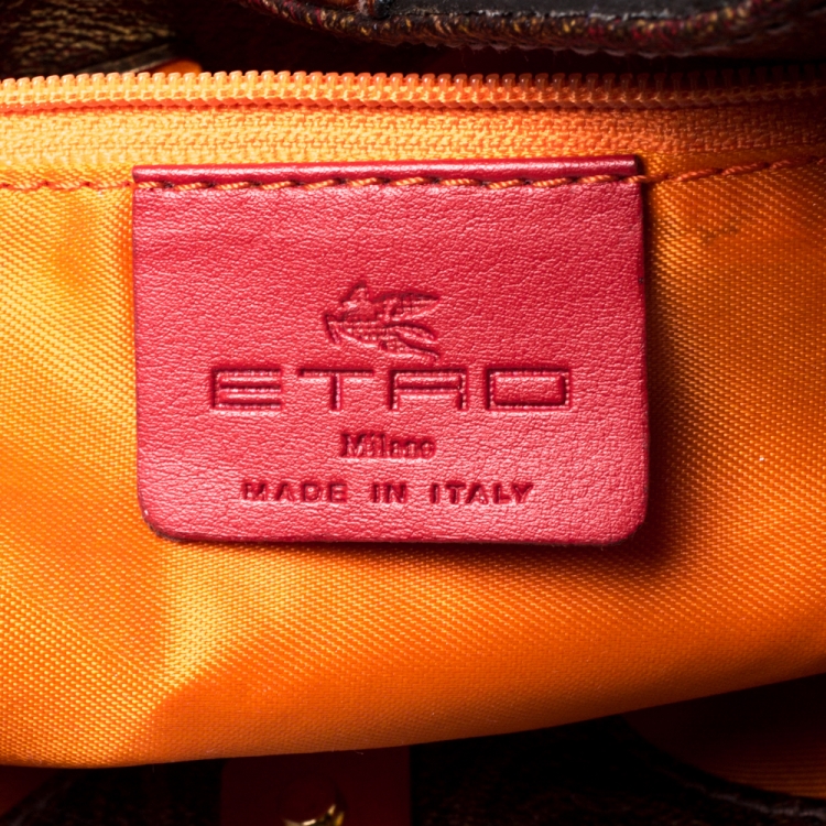 Pre Owned Etro Multicolor Paisley Coated Canvas and Fur Tote