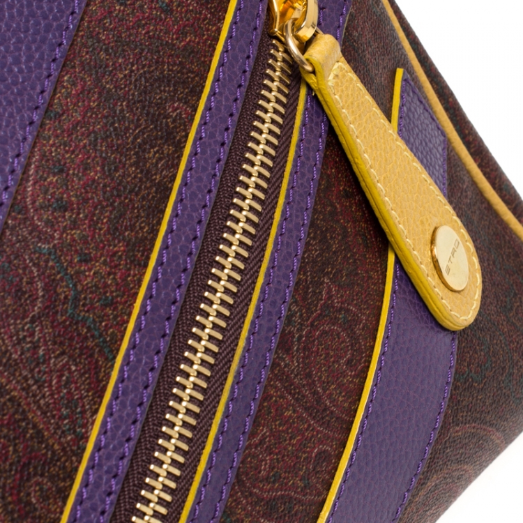 Pre Owned Etro Tri Color Paisley Print Coated Canvas and Leather Logo Tote