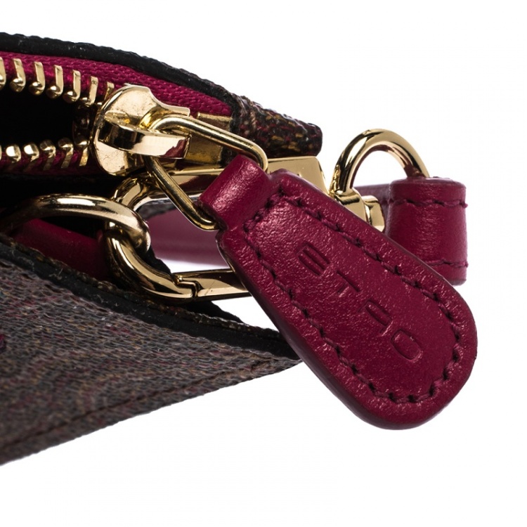 Pre Owned Etro Paisley Printed Coated Canvas and Snakeskin Effect Leather Crossbody Bag