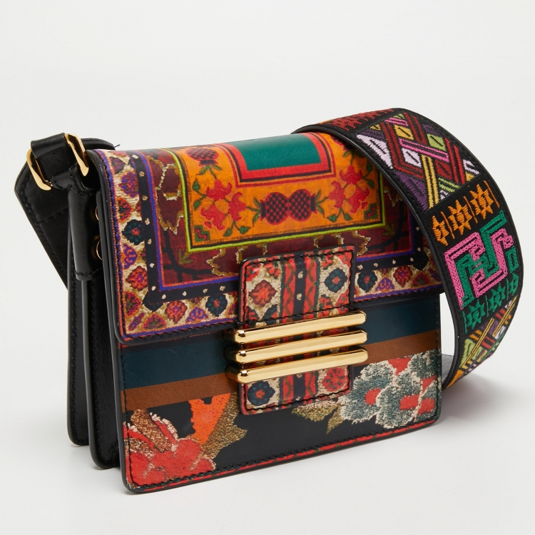 Pre Owned Etro Multicolor Printed Leather Crossbody Bag