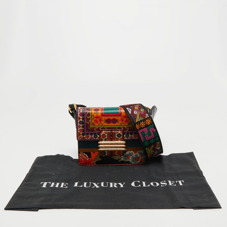 Pre Owned Etro Multicolor Printed Leather Crossbody Bag