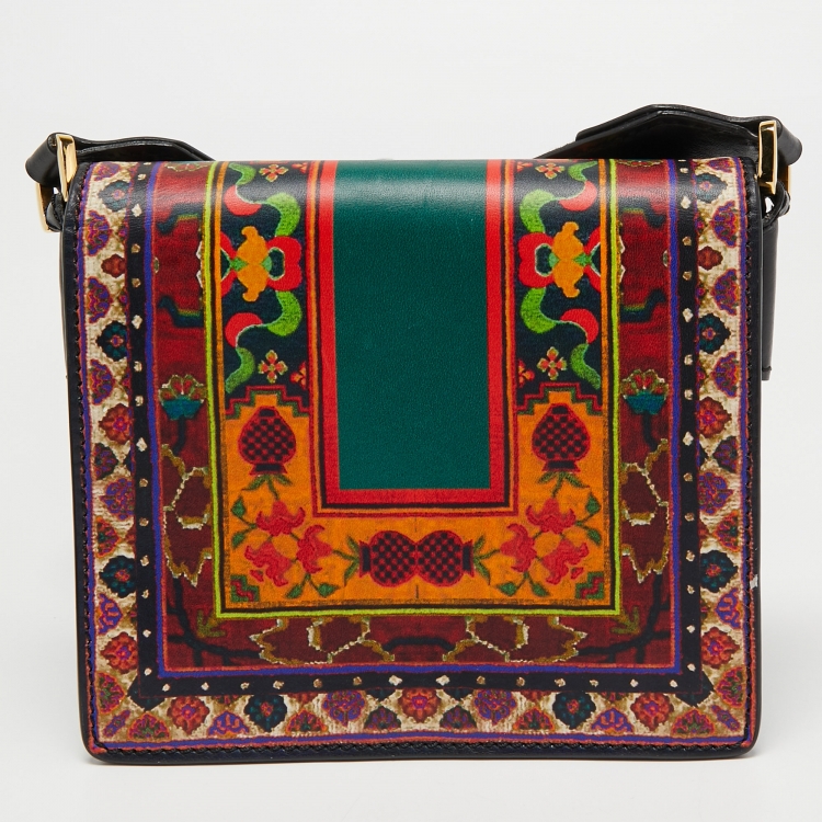 Pre Owned Etro Multicolor Printed Leather Crossbody Bag