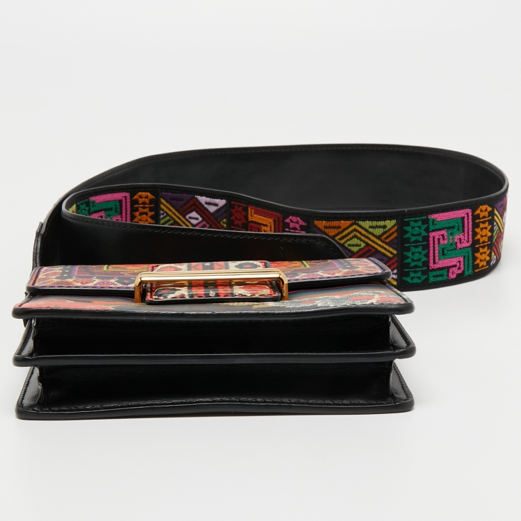 Pre Owned Etro Multicolor Printed Leather Crossbody Bag
