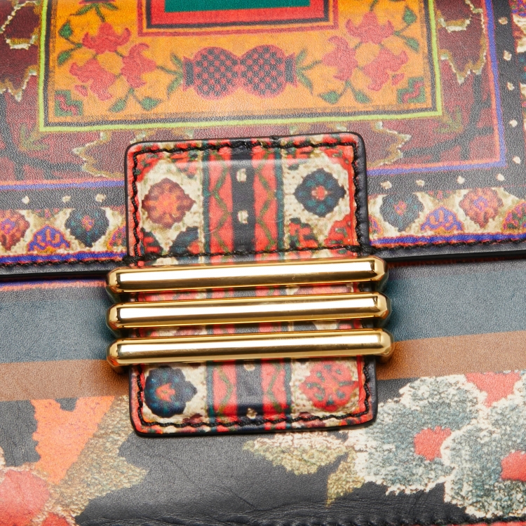Pre Owned Etro Multicolor Printed Leather Crossbody Bag