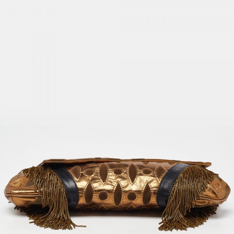 Pre Owned Etro Muticolor Leather and Suede Clutch