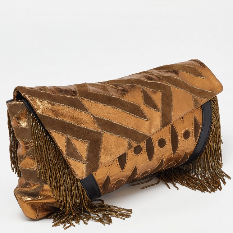Pre Owned Etro Muticolor Leather and Suede Clutch