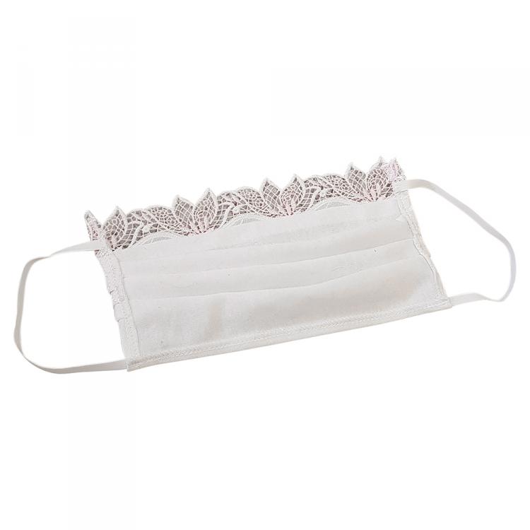 Pre Owned Non-Medical Handmade White Embroidered Lace and Cotton Face Mask - Pack Of 10 (Available for UAE Customers Only) 