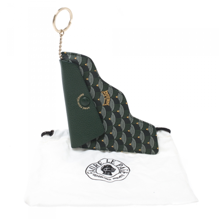 مملوكة مسبقًا Faure Le Page Green Coated Canvas and Leather Pouch Keychain