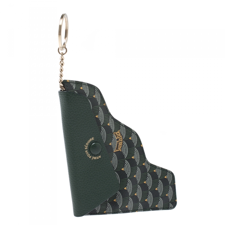 مملوكة مسبقًا Faure Le Page Green Coated Canvas and Leather Pouch Keychain