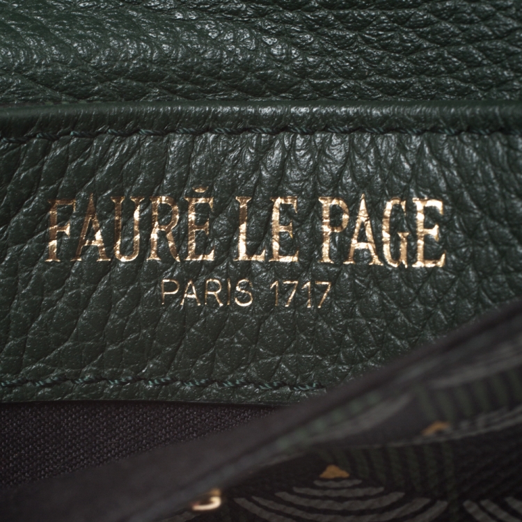 مملوكة مسبقًا Faure Le Page Green Coated Canvas and Leather Pouch Keychain