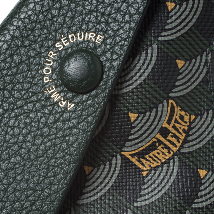 مملوكة مسبقًا Faure Le Page Green Coated Canvas and Leather Pouch Keychain