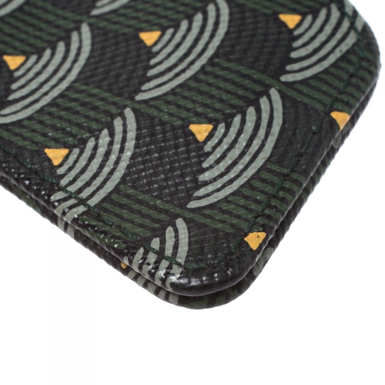 مملوكة مسبقًا Faure Le Page Green Coated Canvas and Leather Pouch Keychain