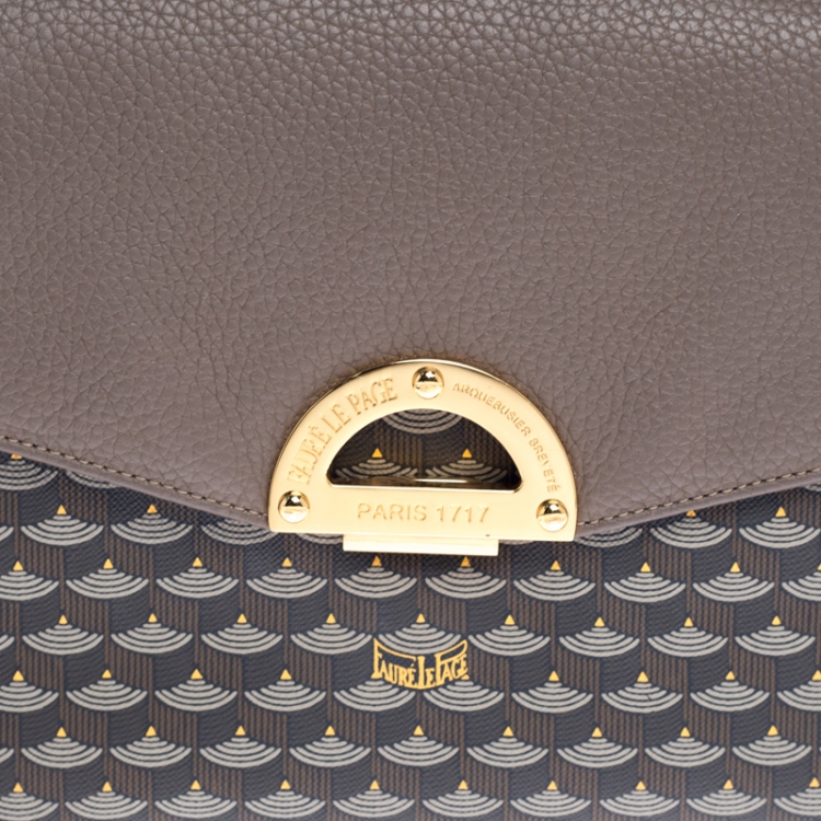 Pre Owned Faure Le Page Dark Grey Coated Canvas and Leather Parade Top Handle Bag