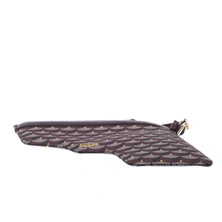 Pre Owned Faure Le Page Burgundy Coated Canvas Calibre 22 Wrislet Pouch