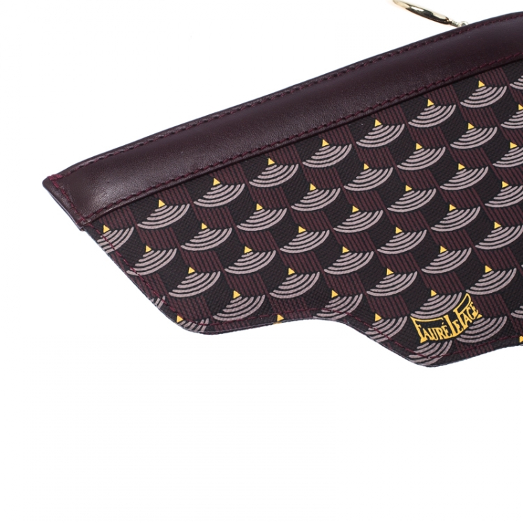 Pre Owned Faure Le Page Burgundy Coated Canvas Calibre 22 Wrislet Pouch