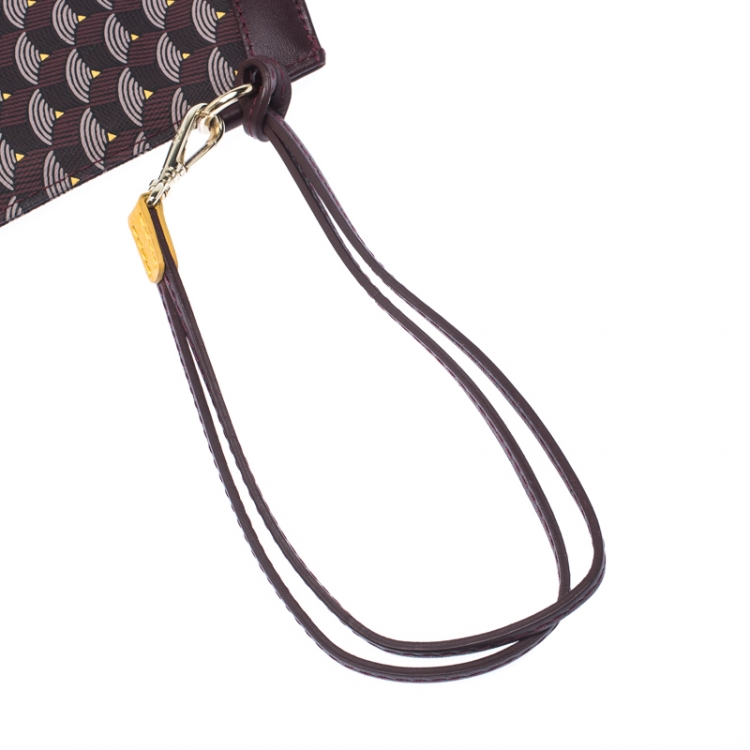 Pre Owned Faure Le Page Burgundy Coated Canvas Calibre 22 Wrislet Pouch