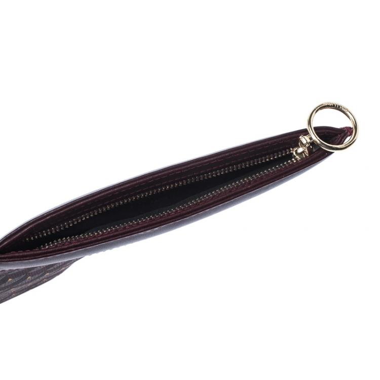 Pre Owned Faure Le Page Burgundy Coated Canvas Calibre 22 Wrislet Pouch