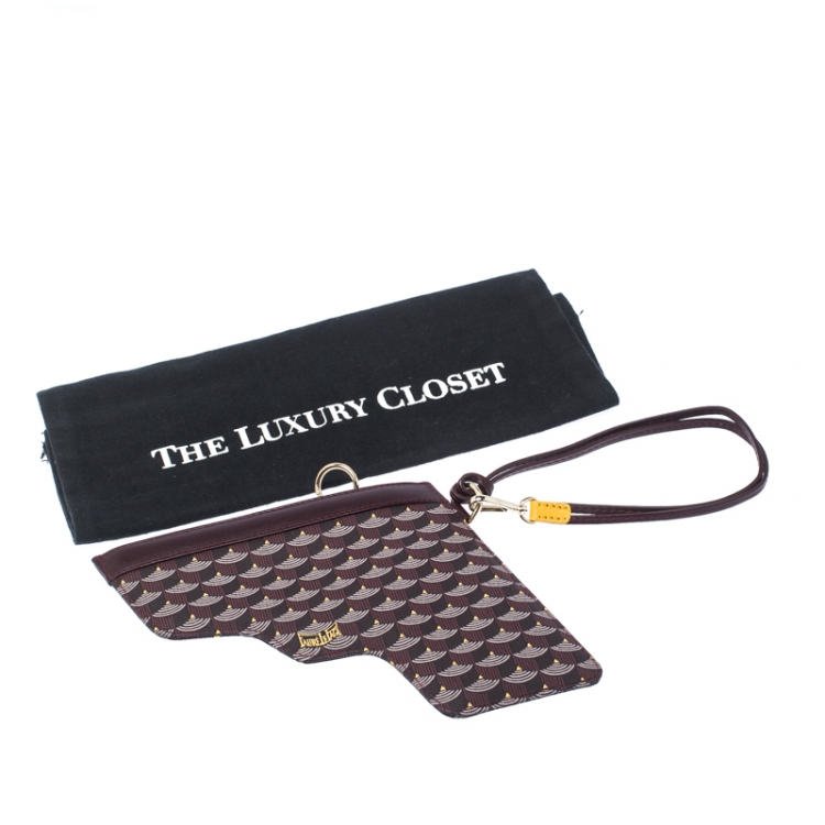 Pre Owned Faure Le Page Burgundy Coated Canvas Calibre 22 Wrislet Pouch