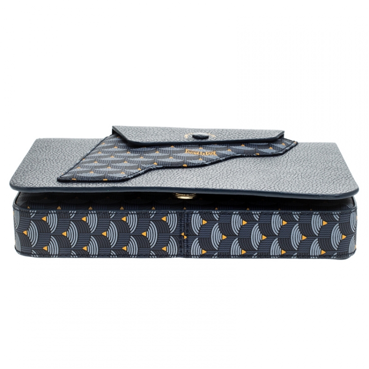 Pre Owned Faure Le Page Blue Leather Calibre 21 Top Handle Bag