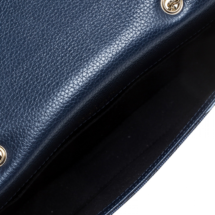 Pre Owned Faure Le Page Blue Leather Calibre 21 Top Handle Bag