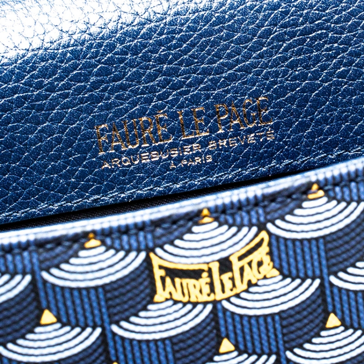 Pre Owned Faure Le Page Blue Leather Calibre 21 Top Handle Bag