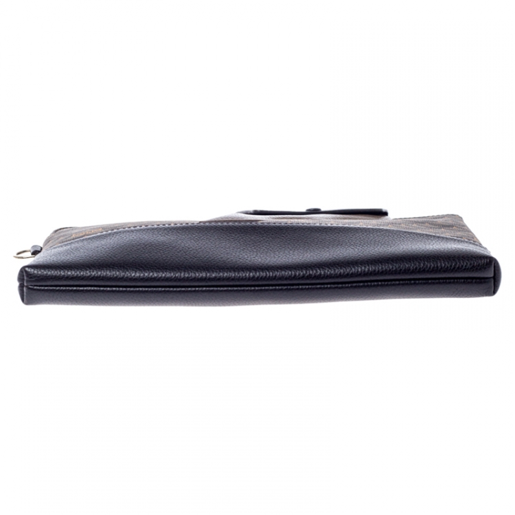 مملوكة مسبقًا Faure Le Page Grey Coated Canvas and Leather Wristlet Pouch