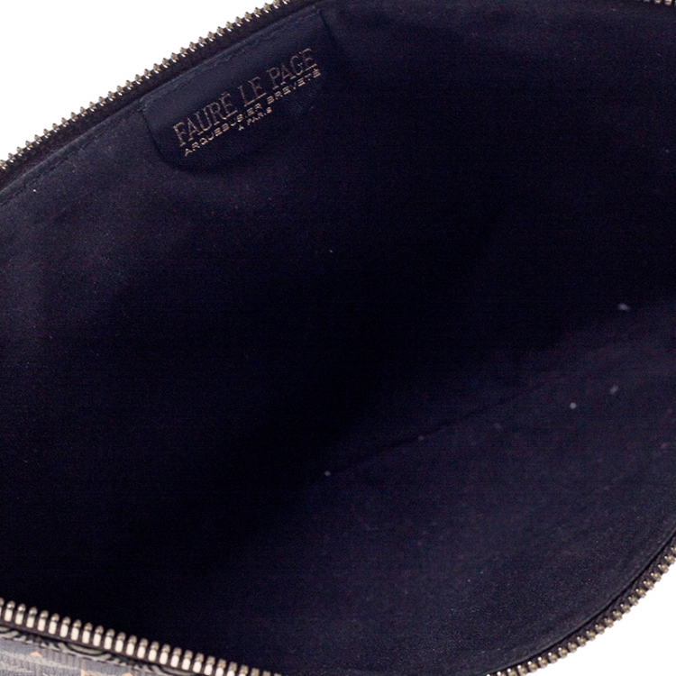 مملوكة مسبقًا Faure Le Page Grey Coated Canvas and Leather Wristlet Pouch