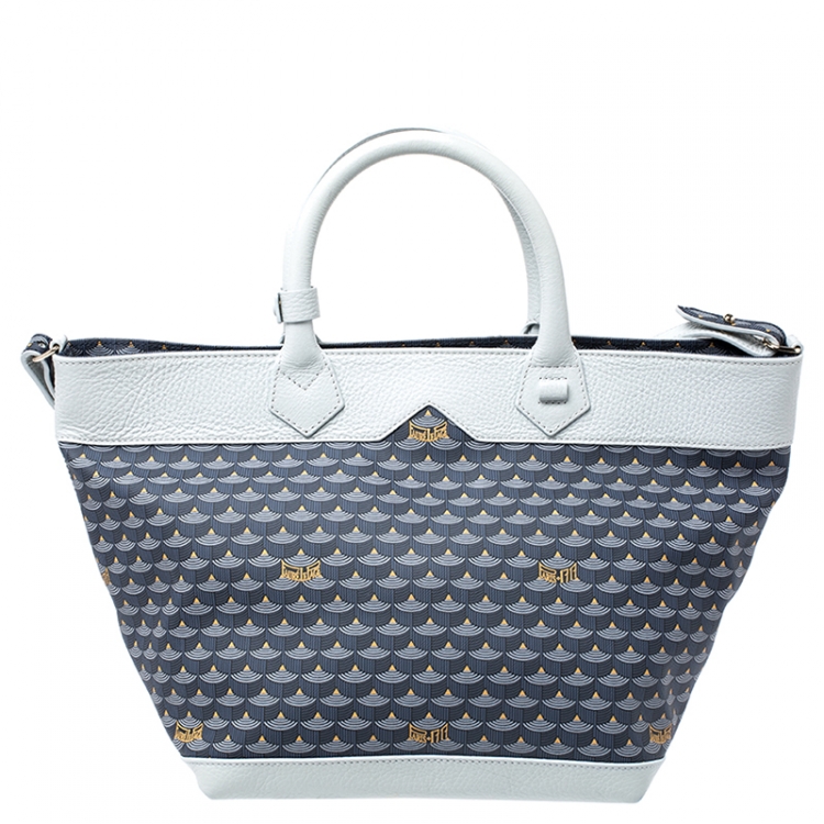 Pre Owned Faure Le Page Grey Toile Ecailles Carry on Tote
