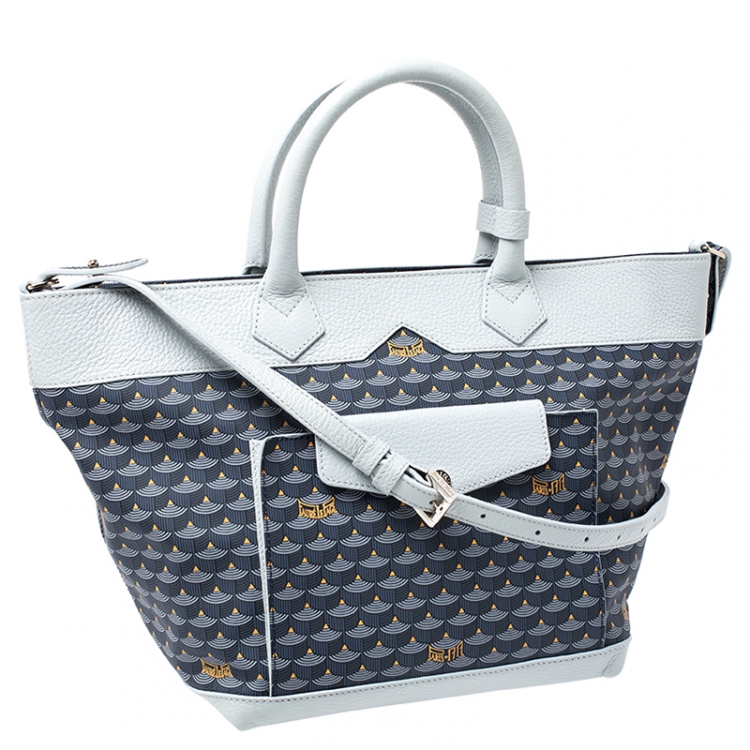 Pre Owned Faure Le Page Grey Toile Ecailles Carry on Tote