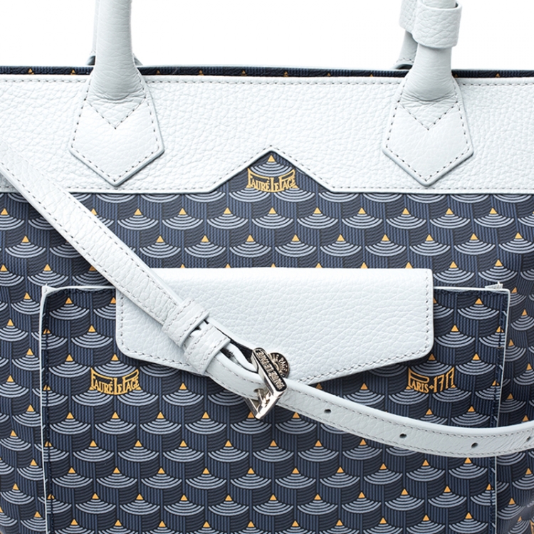Pre Owned Faure Le Page Grey Toile Ecailles Carry on Tote