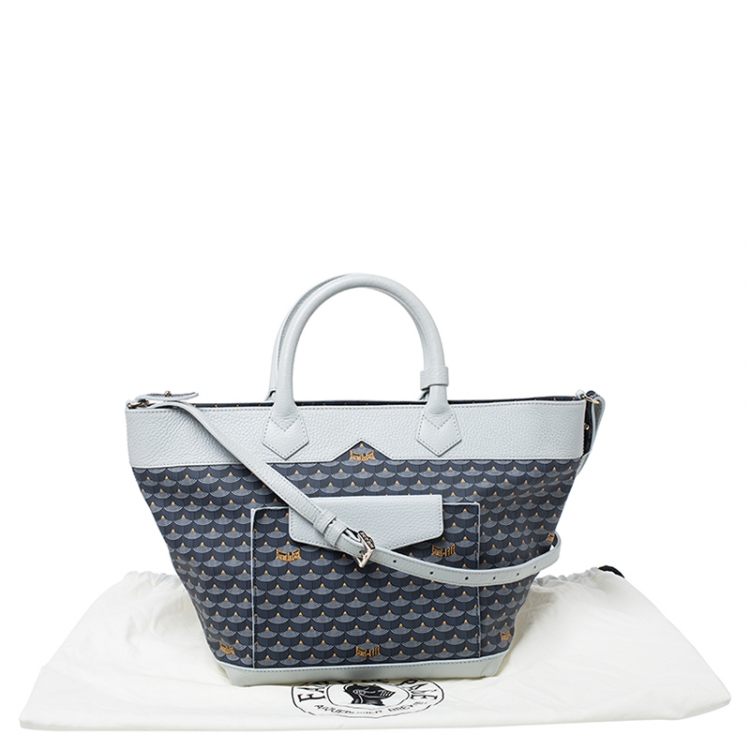 Pre Owned Faure Le Page Grey Toile Ecailles Carry on Tote